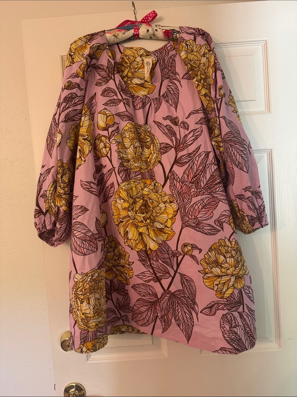 Uncle Frank Pink Tunic Dress with Yellow Floral Print